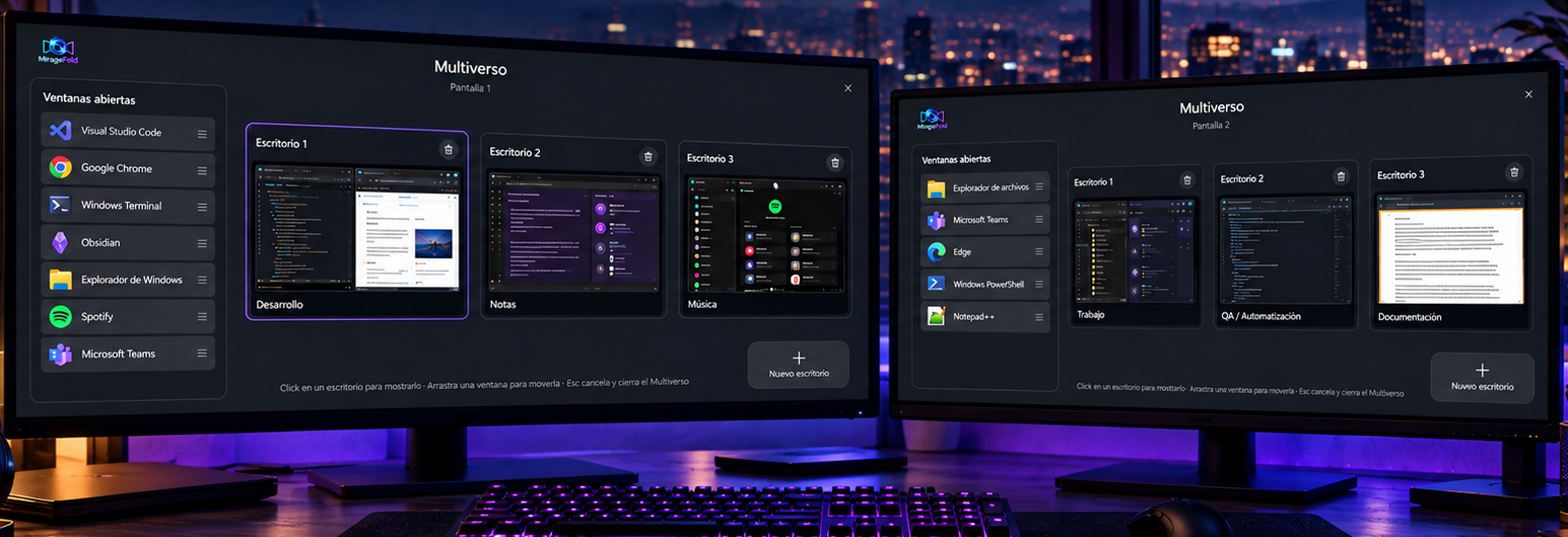 MirageFold, espacios de trabajo independientes para cada monitor
